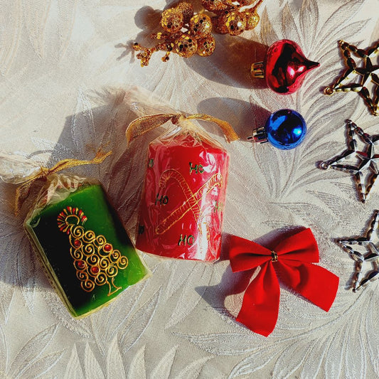 Set of 2 - Decorative Pillar Candles