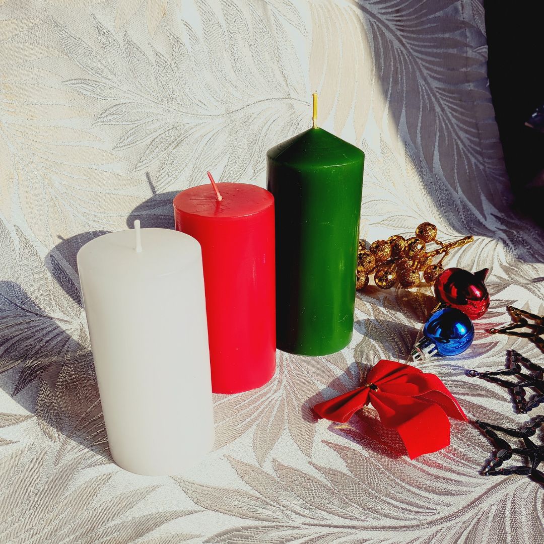 Set of 3 - Christmas Pillar Candles