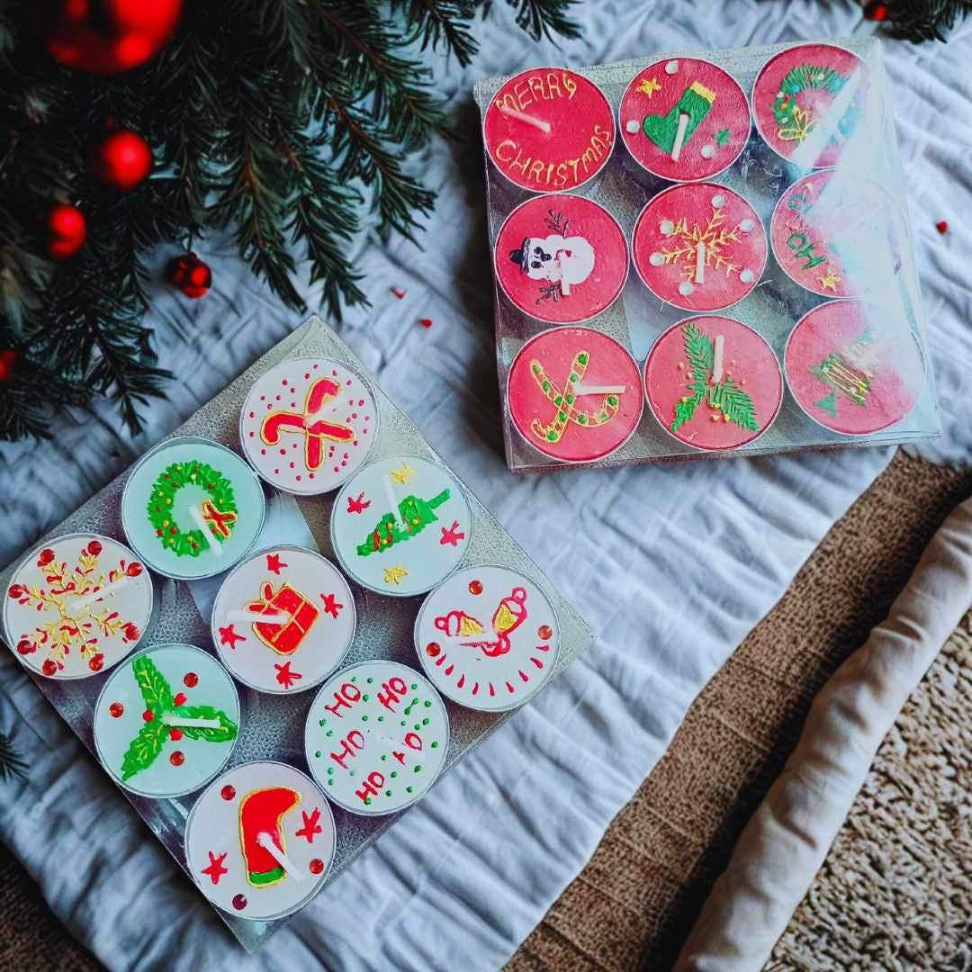 Set of 9 - Christmas Tealight Candles